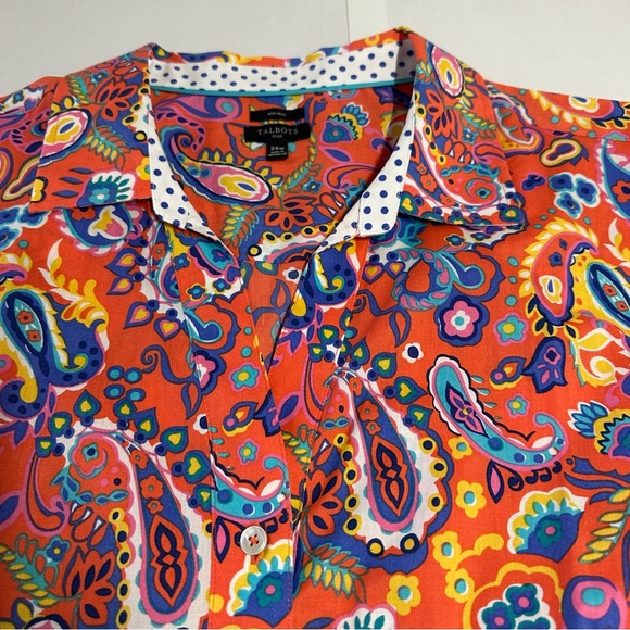 Talbots women’s size 24W sleeveless button up Paisley print blouse no iron - Picture 7 of 9